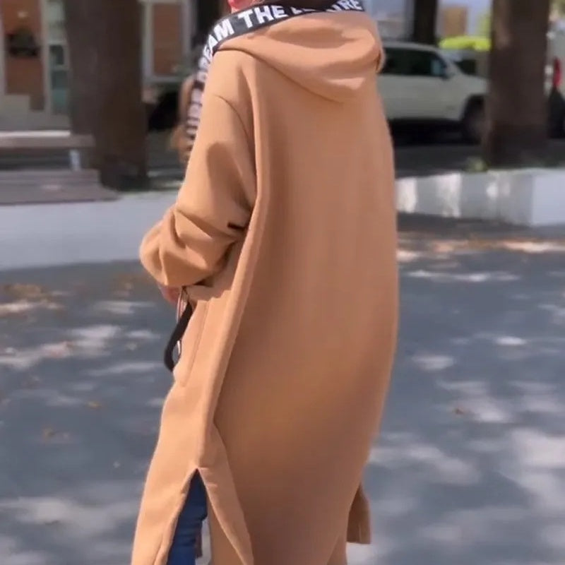 ABRIGO SUDADERA OVERSIZE CON CAPUCHA PARA MUJER