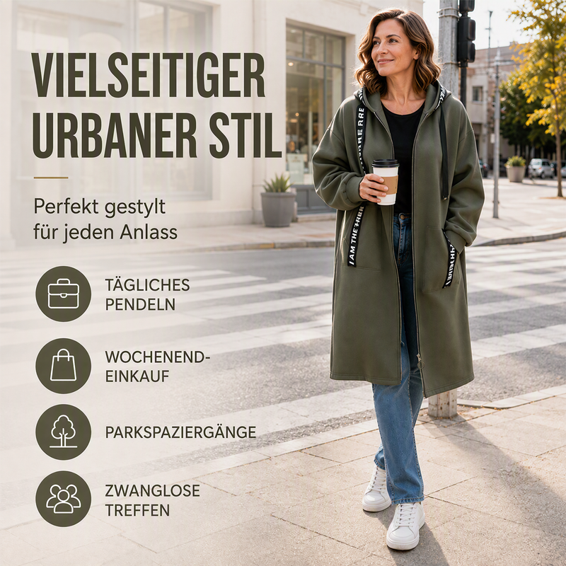 ABRIGO SUDADERA OVERSIZE CON CAPUCHA PARA MUJER
