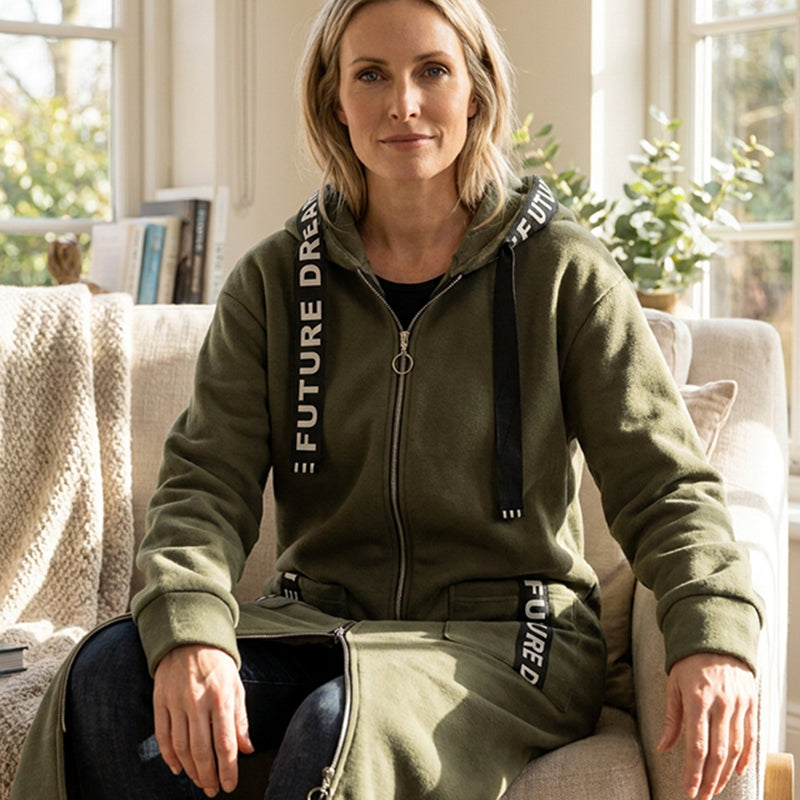 ABRIGO SUDADERA OVERSIZE CON CAPUCHA PARA MUJER