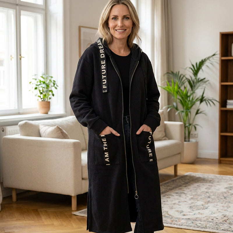 ABRIGO SUDADERA OVERSIZE CON CAPUCHA PARA MUJER