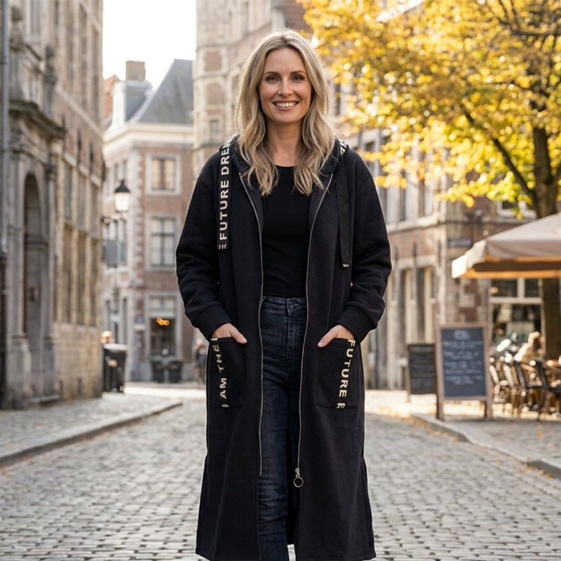 ABRIGO SUDADERA OVERSIZE CON CAPUCHA PARA MUJER
