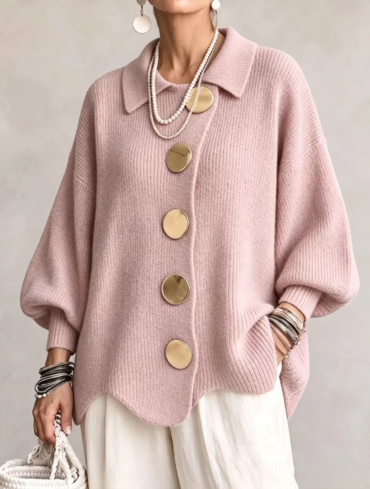 VICTOIRE | CÁRDIGAN OVERSIZE CON BOTONES DORADOS