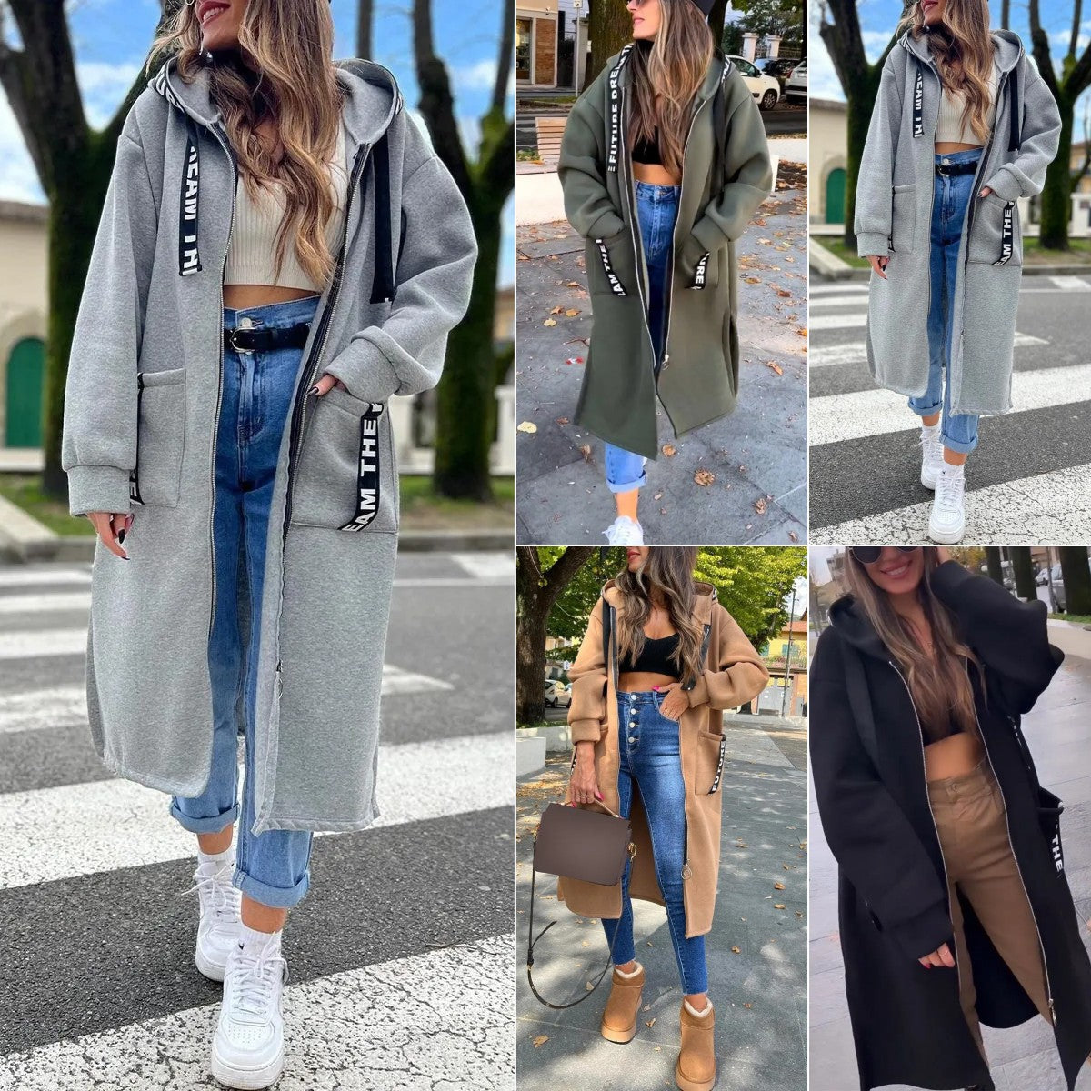 ABRIGO SUDADERA OVERSIZE CON CAPUCHA PARA MUJER