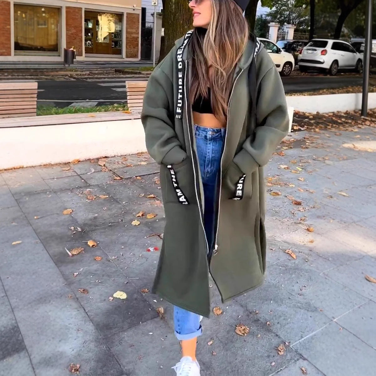 ABRIGO SUDADERA OVERSIZE CON CAPUCHA PARA MUJER